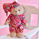 Load image into Gallery viewer, Teddy Bear With Hot Pink Floral Pyjamas And Nightcap
