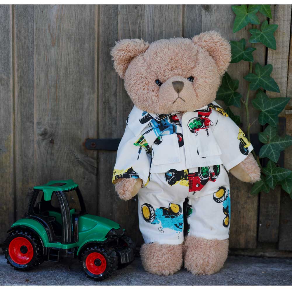 Teddy Bear With Tractor Pyjamas