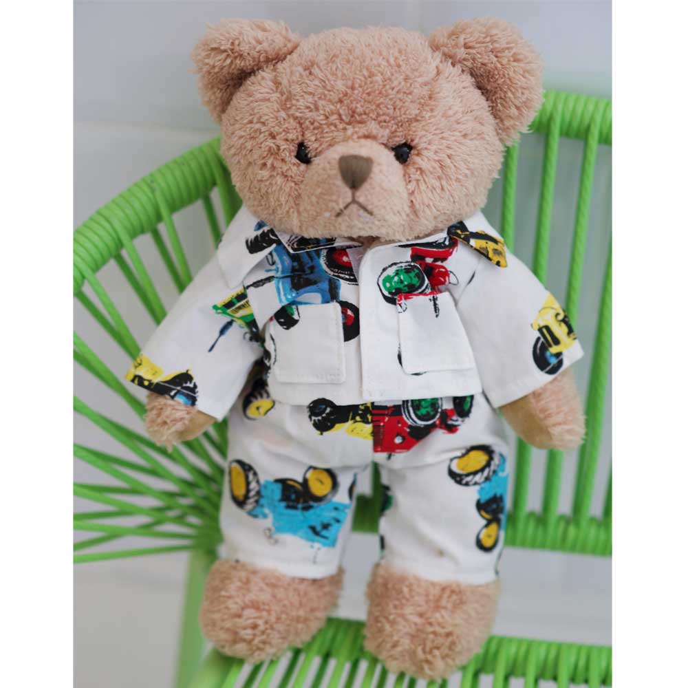 Teddy Bear With Tractor Pyjamas
